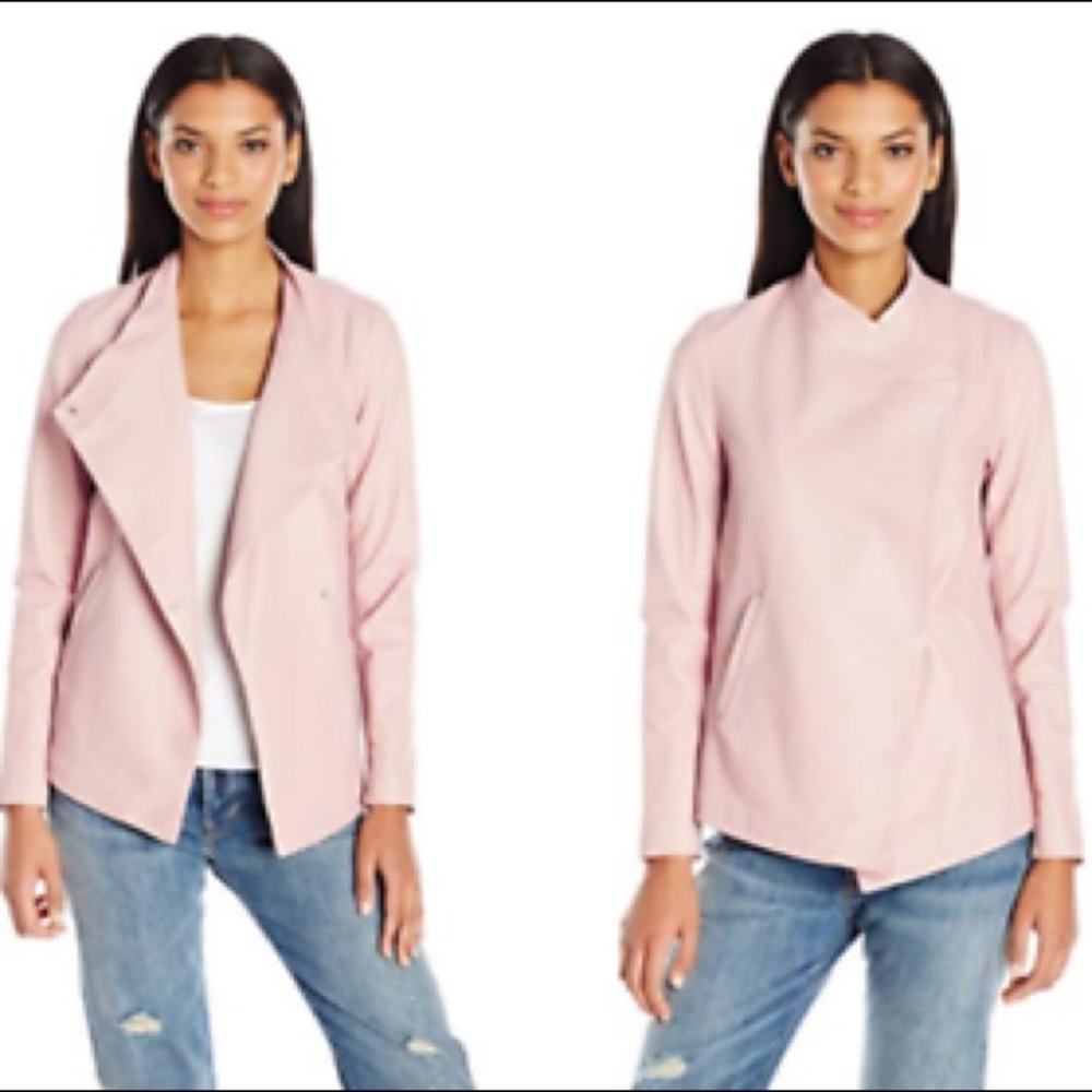 Mackage asymmetrical blush pink leather jacket